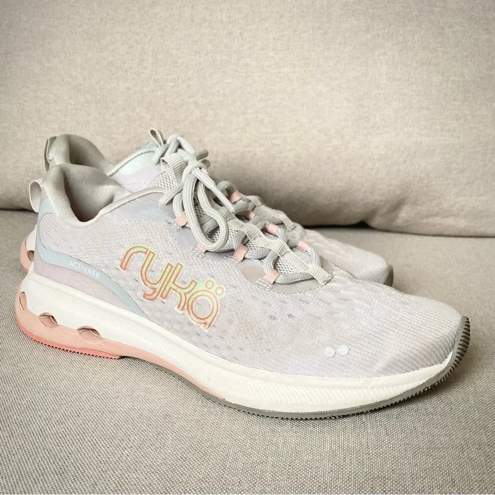 Ryka Activate Athletic Shoes White Pink 6.5
